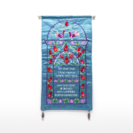 Home Blessing Wall Hanging in Hebrew and English - Blue